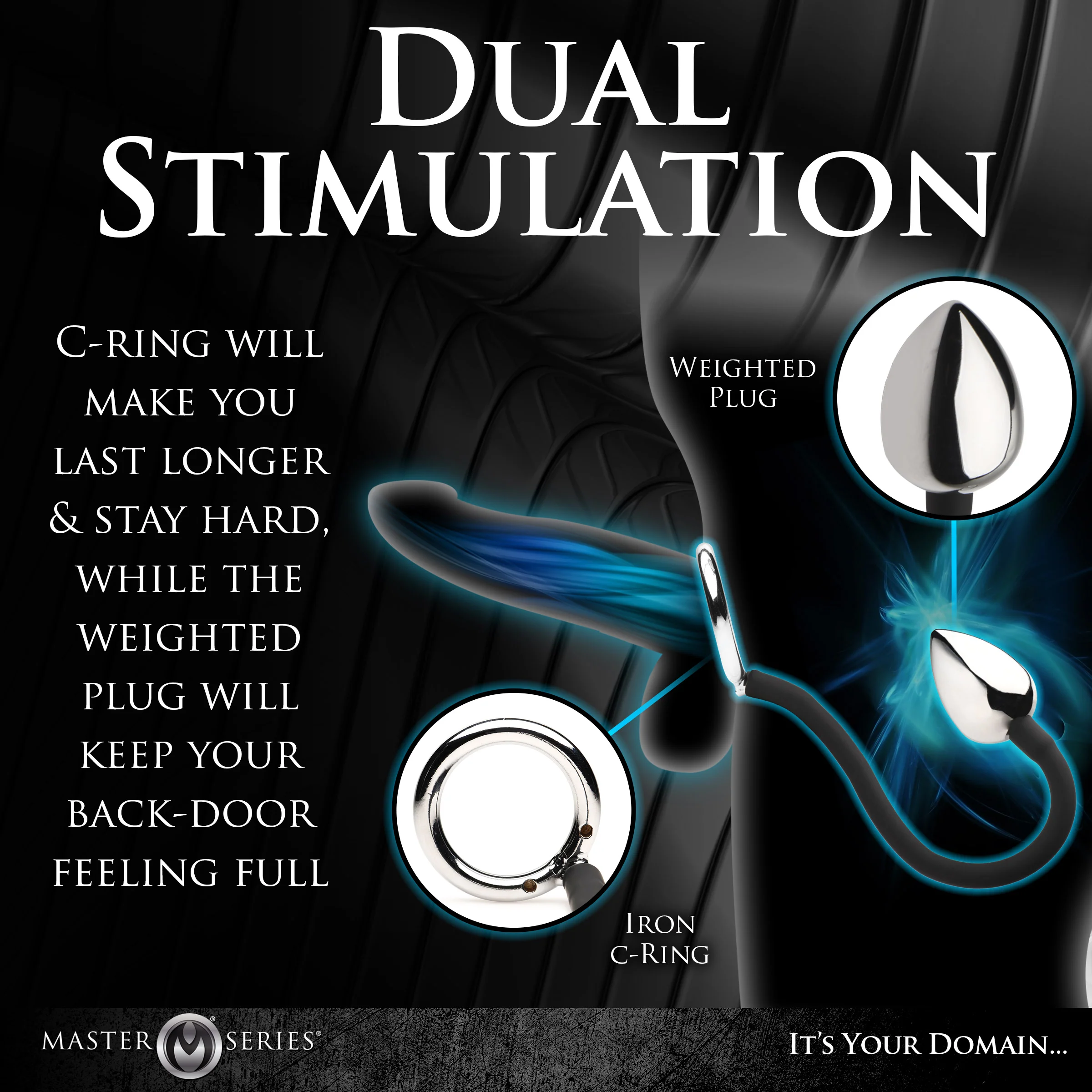 Tug + Plug Cock & Ball Ring with Anal Plug - Image 6
