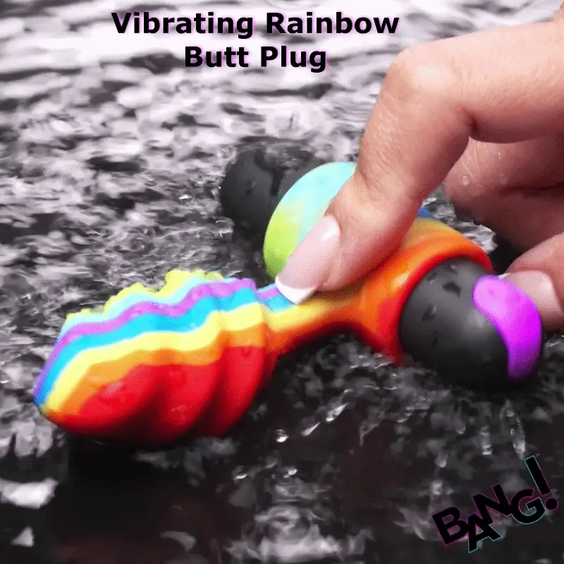 Vibrating Rainbow Butt Plug - Image 2