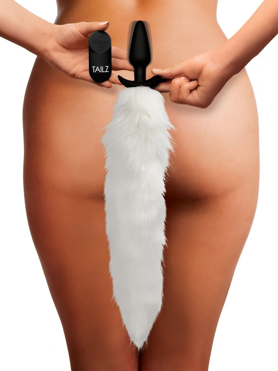 Vibrating White Fox Tail Slender Anal Plug - Image 3