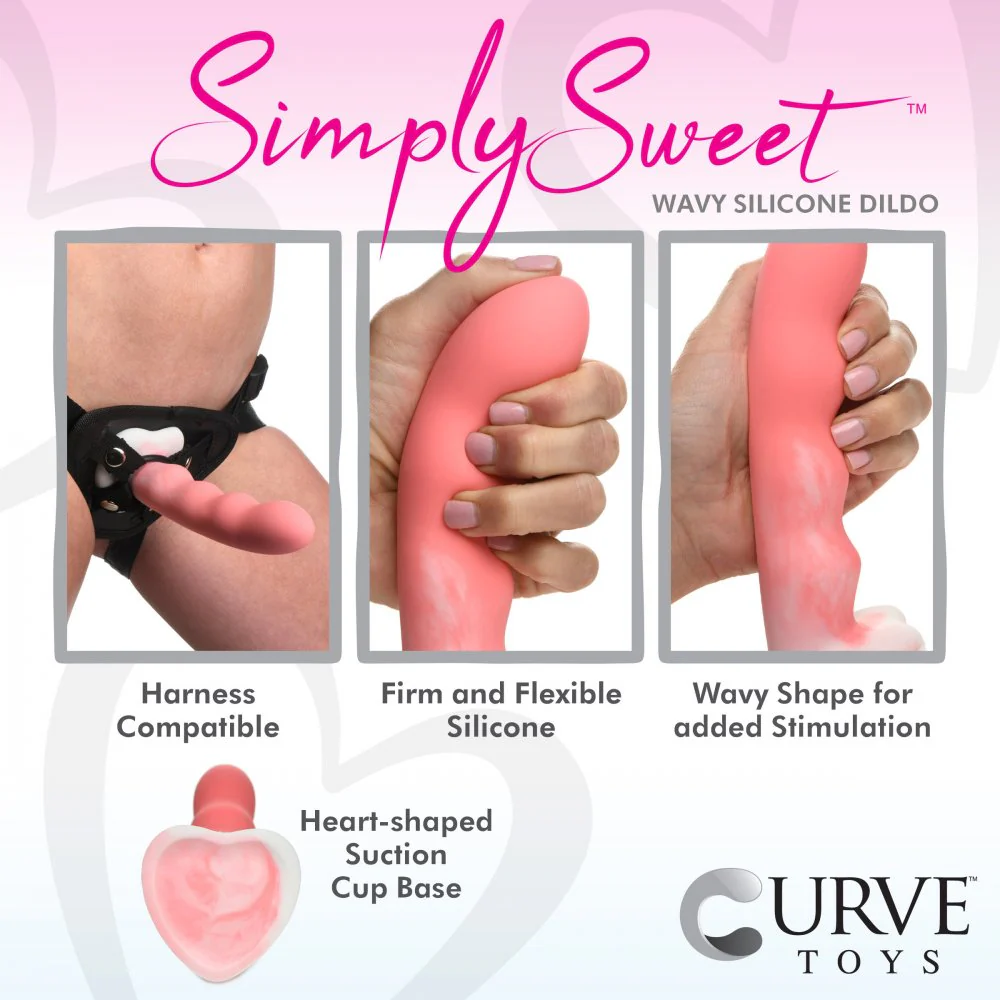 Wavy Silicone Pink and White Dildo - Image 2