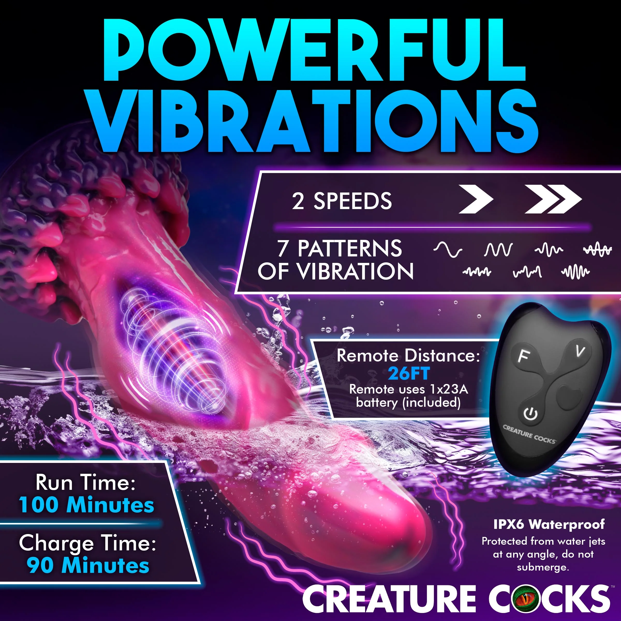 Xenox Vibrating Silicone Dildo w/ Remote - Image 7